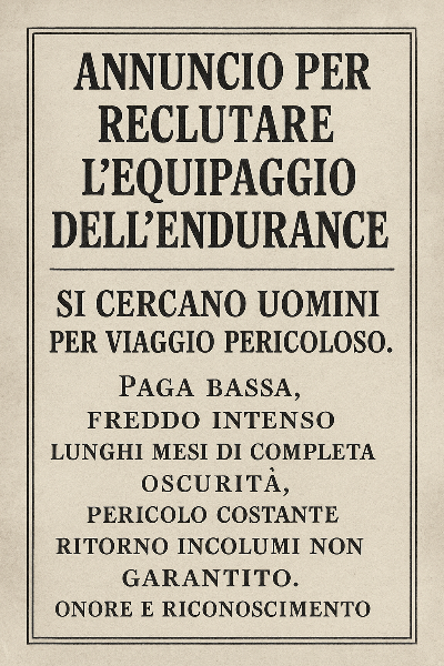 L'annuncio di Shackleton per reclutare l'equipaggio dell'Endurance